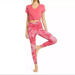 Zella Nordstrom High Waist Leggings Pink Atomic Color Clouds Women's Size S BNWT